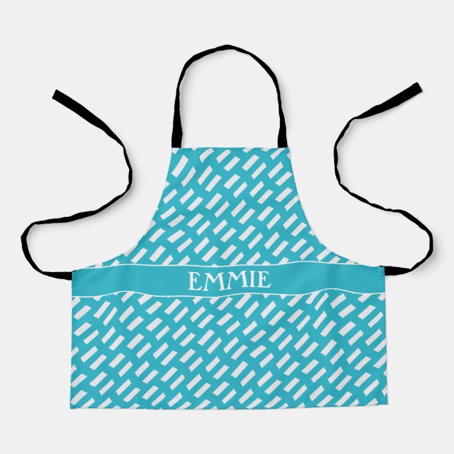 Lines White Navy Minimal Pattern Apron (Front)