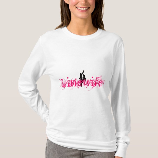 Linewife Long Sleeve-White & Pink T-Shirt (Front)