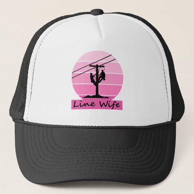 Linewife Pink Retro Sunset Trucker Hat (Front)