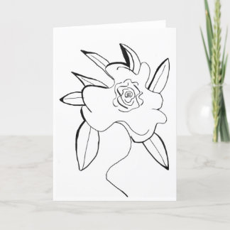 Linework Flower Folded Thank You Card