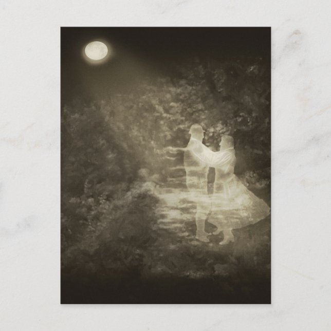 Linger in the Moonlight 1 Antiqued Postcard (Front)