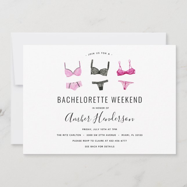 Lingerie Bachelorette Itinerary Invitation (Front)