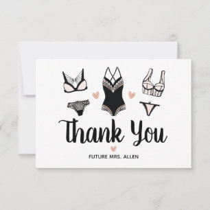 Lingerie Bachelorette Party Flat Thank You Card