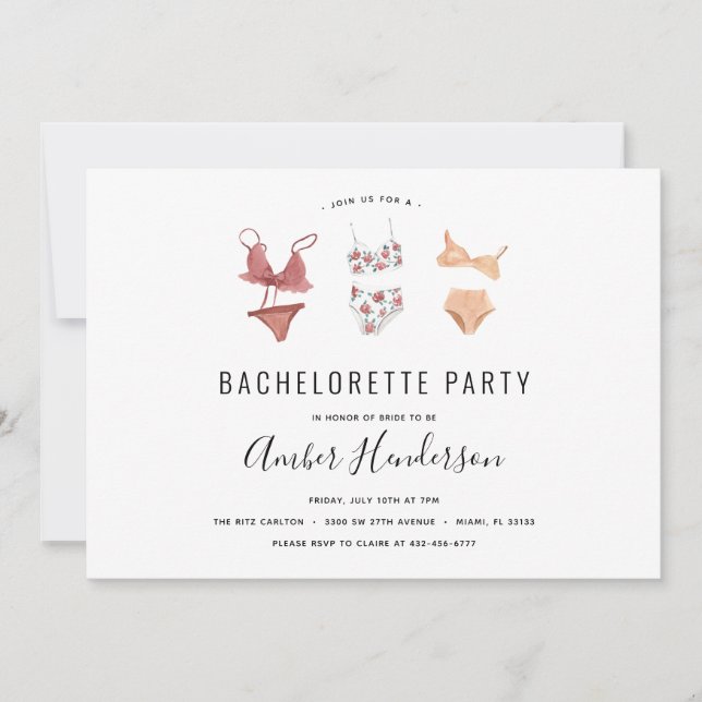 Lingerie Bachelorette Party Invitation (Front)
