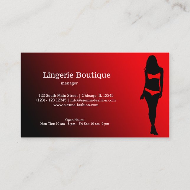 Lingerie Boutique Business Card (Front)