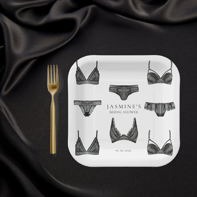 Lingerie Bridal Shower Bachelorette Panty Pattern Paper Plate (Creator Uploaded)