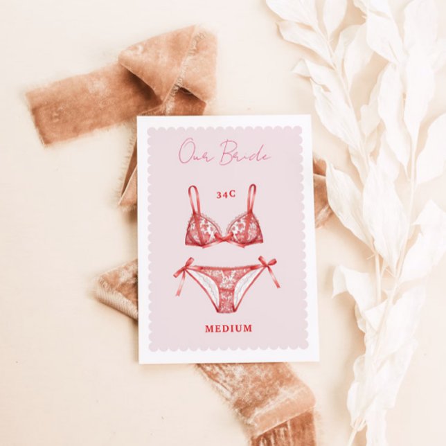 Lingerie Bridal Shower Bachelorette Size Card (Creator Uploaded)