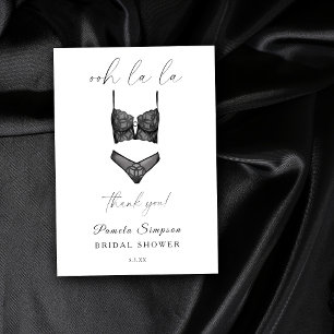 Lingerie Bridal Shower Bachelorette Thank you Card