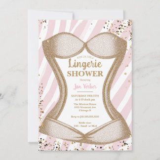 Lingerie Bridal shower Corset Bachelorette pink Invitation