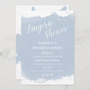 Lingerie Bridal Shower, dusty blue watercolor Invitation