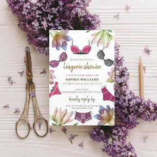 Lingerie Bridal Shower Floral Theme Invitation