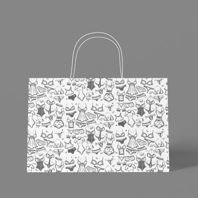 Lingerie Bridal Shower Large Gift Bag (Chic and playful gift bag perfect for lingerie showers and bridal celebrations.)