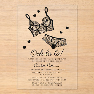 Lingerie Bridal Shower Panty Bachelorette Party Acrylic Invitations