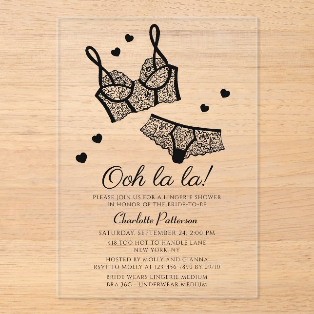 Lingerie Bridal Shower Panty Bachelorette Party Acrylic Invitations (Front)