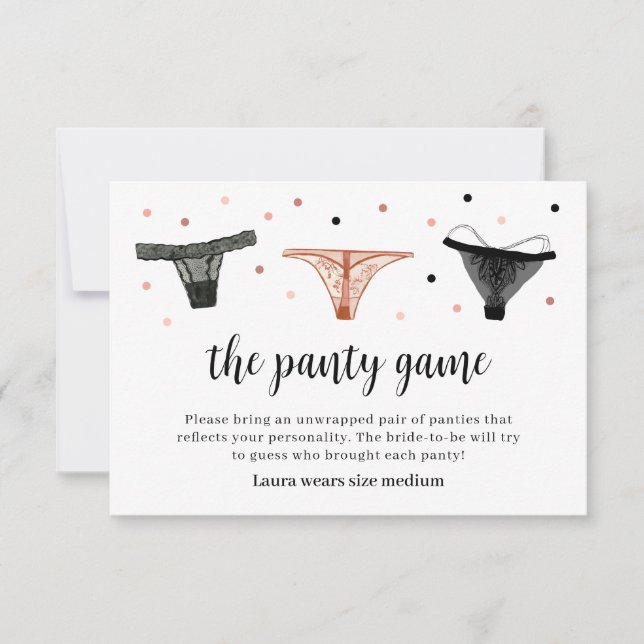 Lingerie Bridal Shower Panty Game Card (Front)