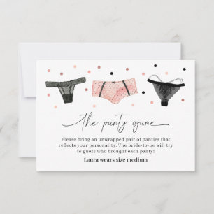 Lingerie Bridal Shower Panty Game Card