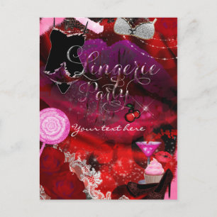 Lingerie & Candy Party Girls Invitation Flyer Postcard