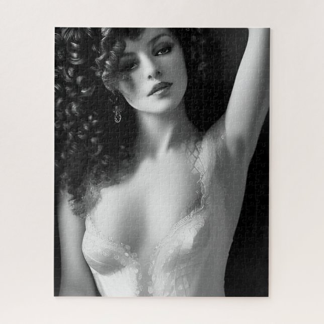 Lingerie Model Black and White Jigsaw Puzzle (Vertical)