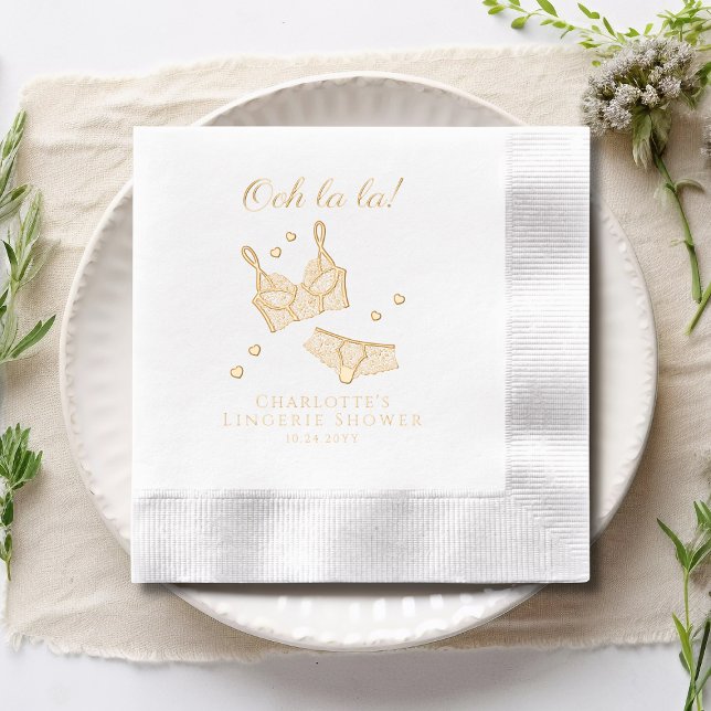 Lingerie Party Bridal Shower Bachelorette Party Foil Napkins (Creator Uploaded)