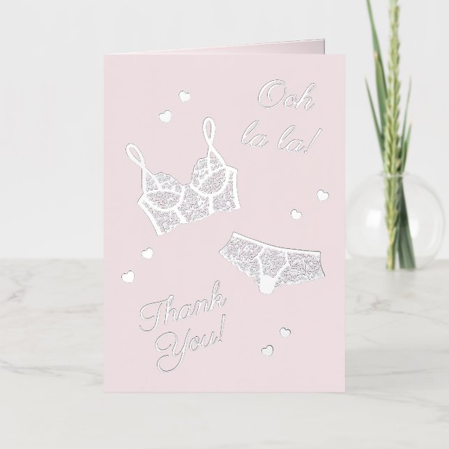 Lingerie Party Bridal Shower Photo Thank You Foil Greeting Card (Front)