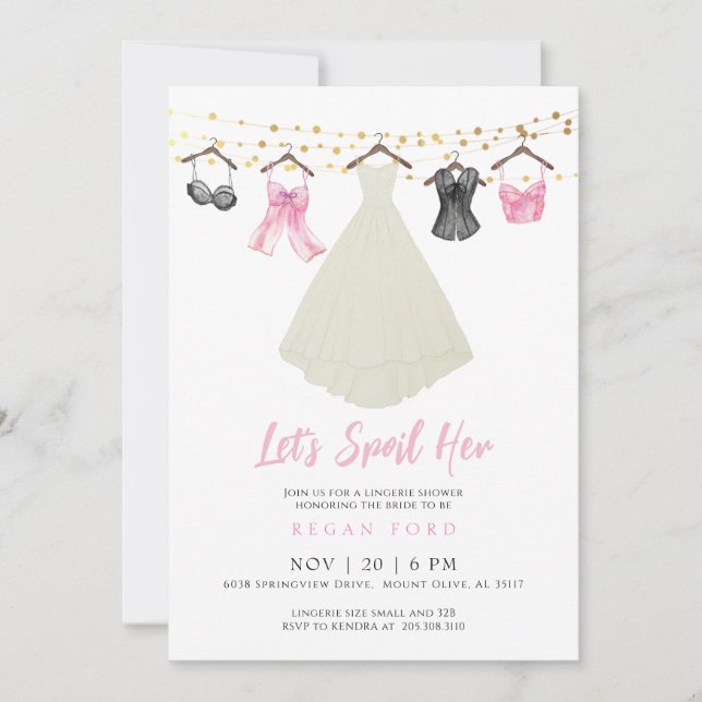  Lingerie Party Invitation with Wedding Dress (Front)