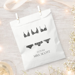 Lingerie Pink and Black Bridal Shower Medium Gift Favour Bags
