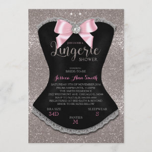 Lingerie shower bachelorette invitation silver
