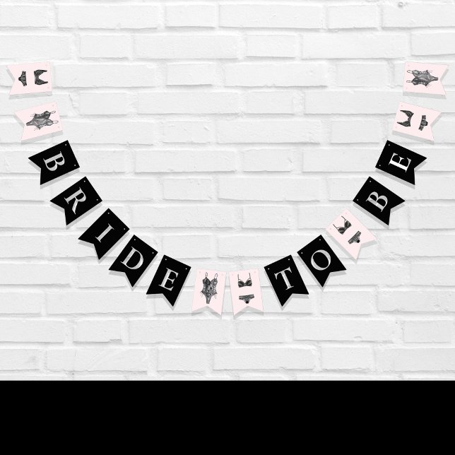 Lingerie Shower Bride To Be Pink Black  Bunting (Creator Uploaded)