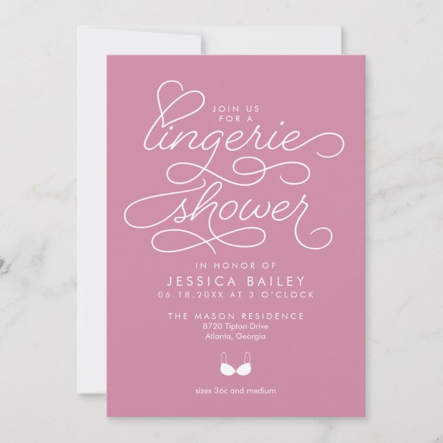 Lingerie Shower Invitation with Elegant Script (Front)