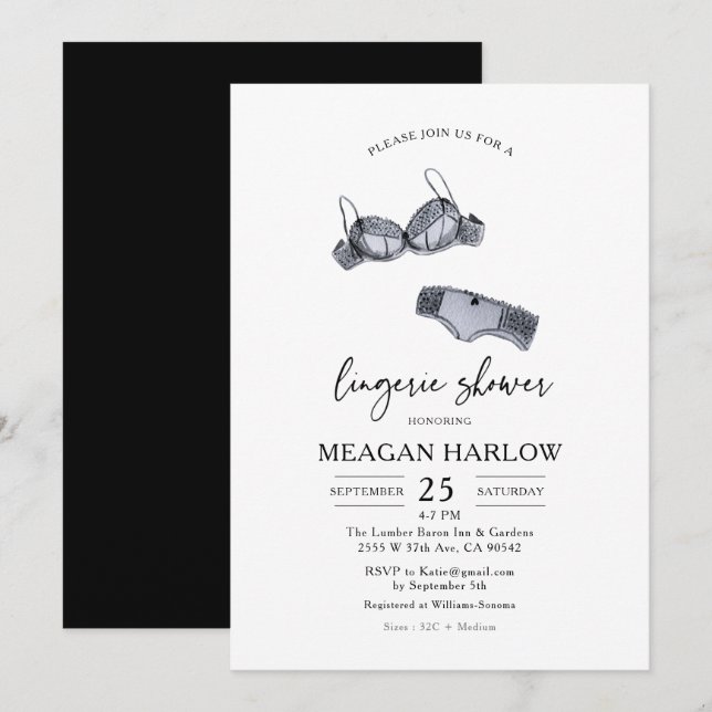 Lingerie Shower | Lingerie Party Bridal Shower Invitation (Front/Back)