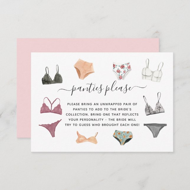 Lingerie Shower Panty Party Enclosure Card (Front/Back)