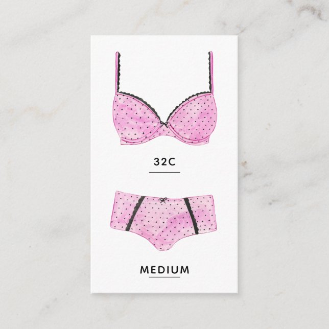 Lingerie Size Insert Card (Front)