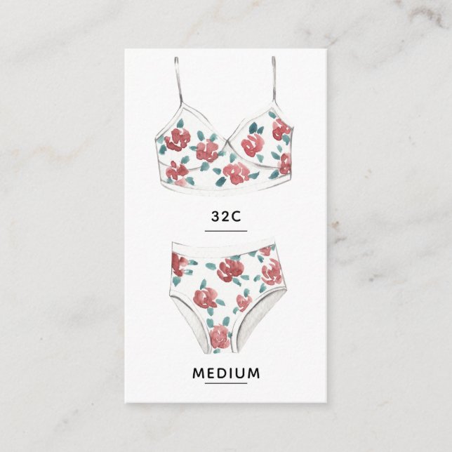 Lingerie Size Insert Card (Front)