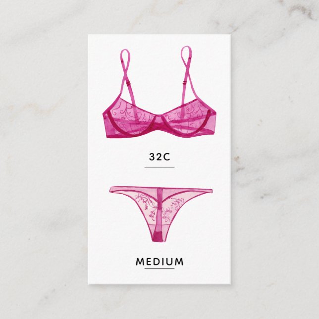 Lingerie Size Insert Card (Front)