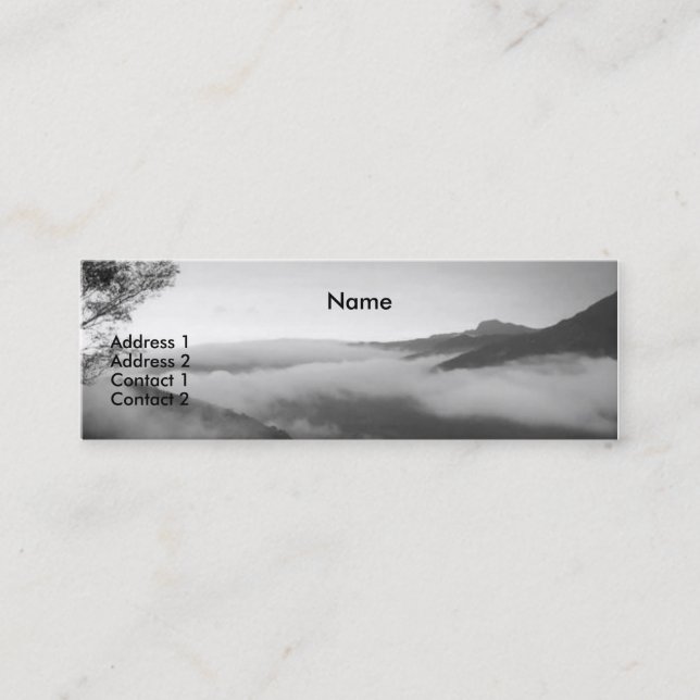 Lingering Clouds/Mountain Scenery in B&W Mini Business Card (Front)
