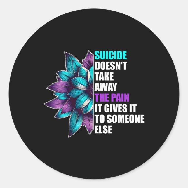 Lingering Pain Suicide Awareness Floral Tribute  Classic Round Sticker (Front)