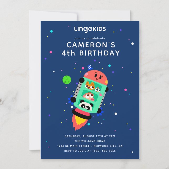 Lingokids Rocket Ship Birthday  Invitation (Front)