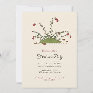 Lingonberry and Moss Christmas Party Invitation