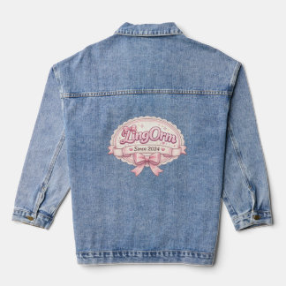 LingOrm Since 2024 Coquette Ribbon Badge Denim Jacket