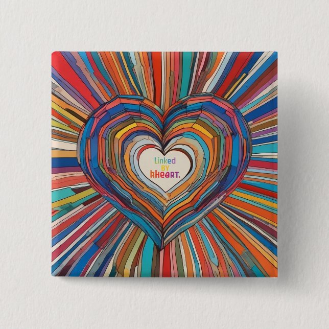 Linked by Heart 15 Cm Square Badge (Front)