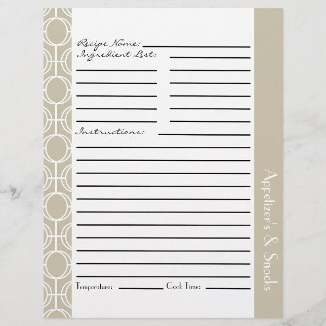 Linked Eternity Rings Recipe Inserts - Latte (Front)