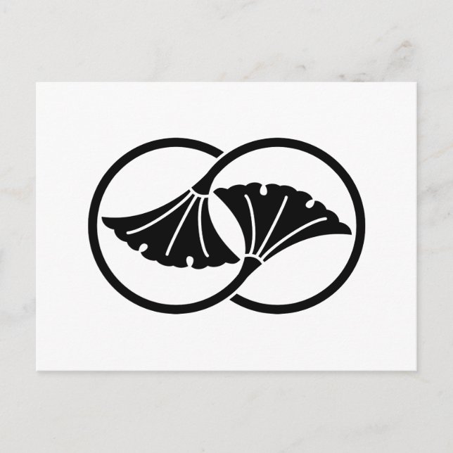 Linked ginkgo leaf circles postcard (Front)