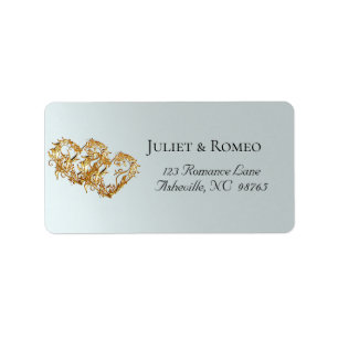 Linked Gold Hearts Return Address Label