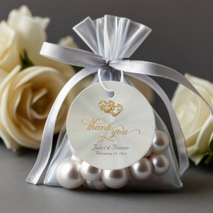 Linked Hearts Calligraphy - Pastel Pink/Gold Favour Tags
