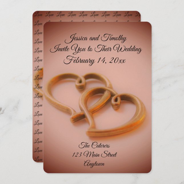 Linked Hearts Wedding Invitation (Front/Back)