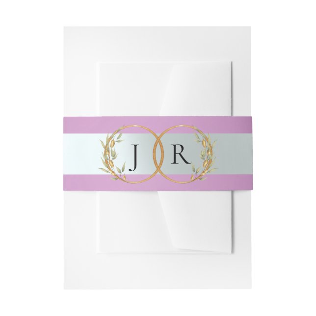 Linked Leaf Monogram - Lavender Invitation Belly Band (Front Example)