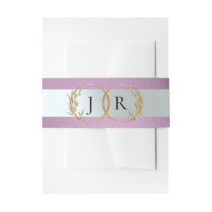 Linked Leaf Monogram - Lavender Invitation Belly Band