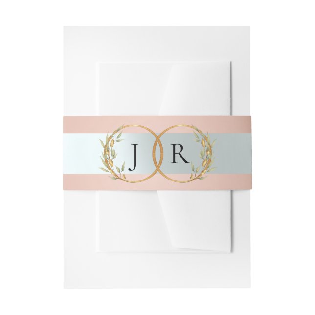 Linked Leaf Monogram - Rose Gold Invitation Belly Band (Front Example)