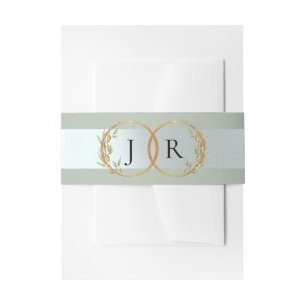Linked Leaf Monogram - Sage Invitation Belly Band