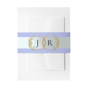 Linked Leaf Monogram - Sky Blue Invitation Belly Band